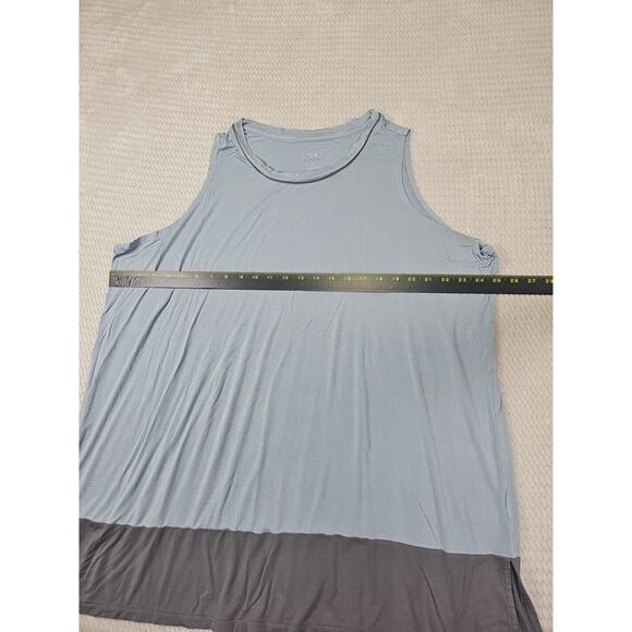 Logo Layers Shirt Womens 3X Sleeveless Tank Blue & Gray Color Block - Picture 3 of 7